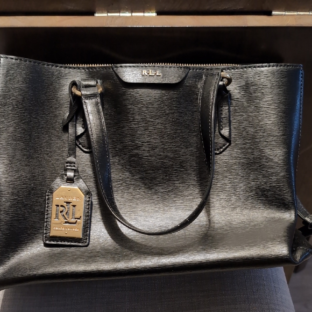 Ralph Lauren Glossy Black Tote